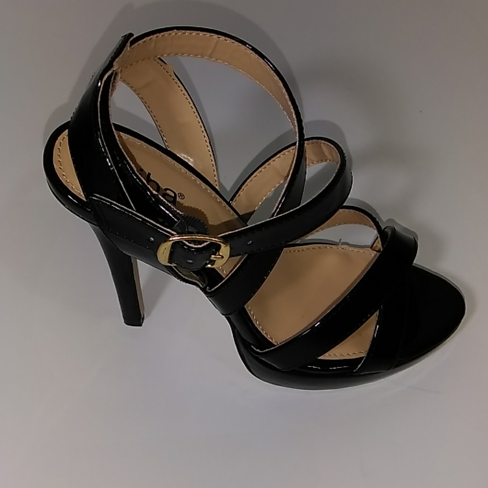 Diba open toe shoes crossover ankle black Sz 51/2M